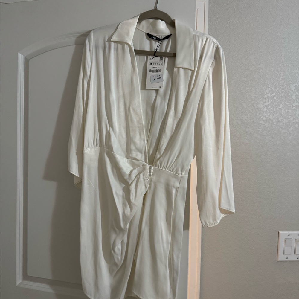 ZARA white satin dress
